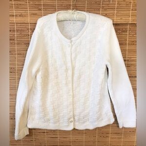 Hand Knitted Sweater Basket Weave Pattern Cottage-core